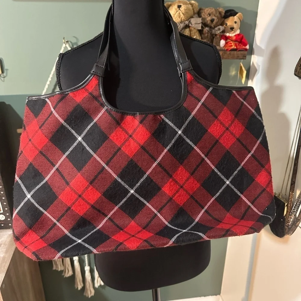 NWT Victoria's Secret Black and Red Checkered Tote